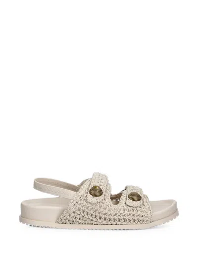 Twinset Crochet-knit Sandals In Neutral
