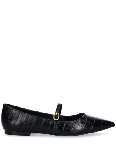 Twinset Crocodile-effect Ballet Flats In Black