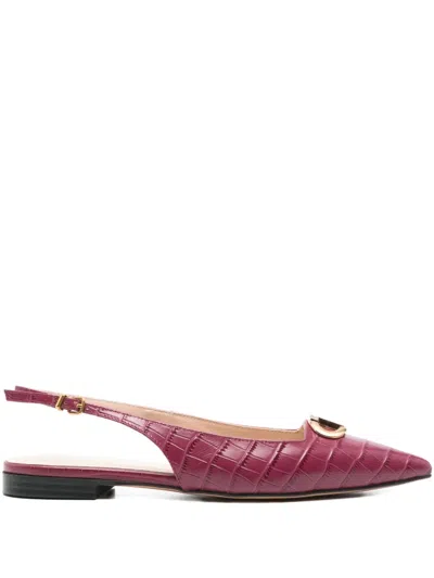 Twinset Crocodile-effect Slingback Pumps In Animal Print