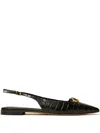 Twinset Crocodile-print Slingback Mules In Black