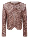 Twinset Twin-set Textured Knit Sweater With Animal Print Design In Brown