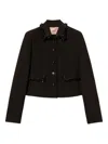 Twinset Cropped Tailored Jacket With Decorative Embellishments In Black
