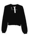 Twinset Cropped Black Sweater With Deep V-neckline In Black