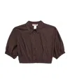 Twinset Brown Top With Classic Collar And Logo Plaque Detail On The Rear