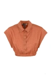 Twinset Cropped Blouse With Oval-t Logo In Canyon Sunset