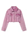 Twinset Cropped Denim Jacket In Pink
