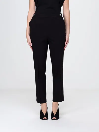 Twinset Cropped Fit Trousers In Viscose Blend In Black