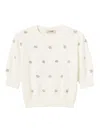 Twinset Creamy White Sweater With Floral Embellishments In White