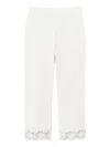 Twinset Lace Cropped Poplin Trousers In White