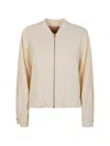 Twinset Cropped Lightweight Jacket With Front Zipper Closure In Neutral