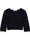 Twinset Perforated Cropped Sweater In Viscose In Blue