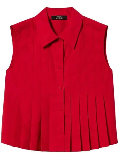 Twinset Cropped Pleated Shirt In Red