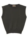 Twinset Cropped Sleeveless Knit Vest With Ribbed Detailing In Black