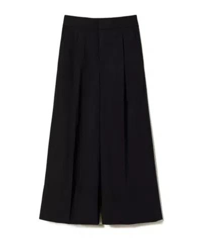 Twinset Cropped Straight Trousers In Black