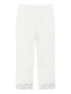 Twinset Cropped Stretch Cotton Poplin Pants In White
