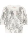 Twinset Cropped Sweater In White