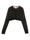Twinset Cropped Sweater With Black Lace Overlay In Gray