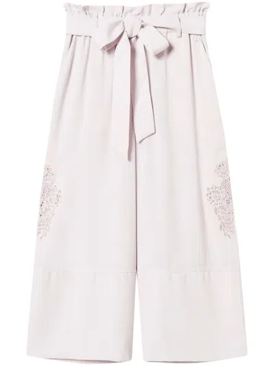 Twinset Cropped Twill Trousers In Pink