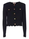 Twinset Buttoned-up Scalloped Jacket In Black