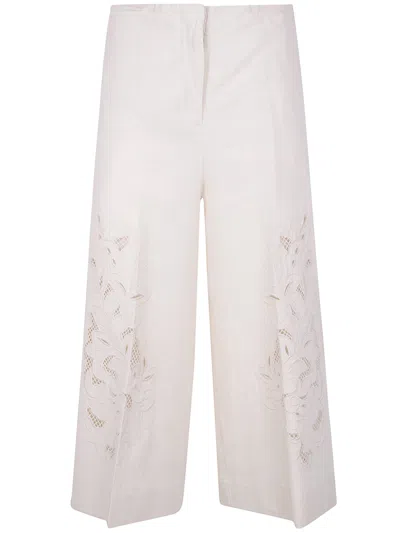 Twinset Cropped Wide Leg Trousers In Neutral