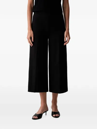 Twinset Cropped Wide-leg Trousers In Black