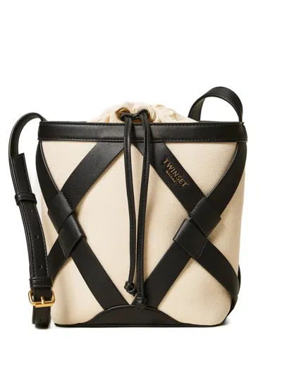 Twinset Cross Strap Bucket Bag In Neutral