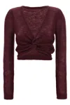 Twinset Jean Noir Avec Ceinture Et Grande Boucle In Burgundy