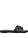 Twinset Crossover Flat Sandals In Black