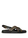 Twinset Sandales En Cuir Avec Clous In Black