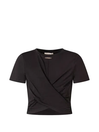 Twinset Crossover-front Logo-plaque T-shirt In Black