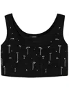 Twinset Crystal-embellished Cropped Top In Black