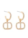 Twinset Crystal Embellished Logo Earrings In 金色