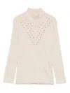 Twinset Crystal-embellished Roll-neck Top In Neutral