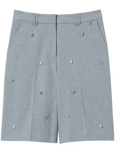 Twinset Crystal-embellished Shorts In Grey