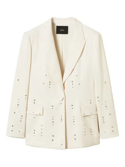 Twinset Crystal-embellished Single-breasted Blazer In Neutral