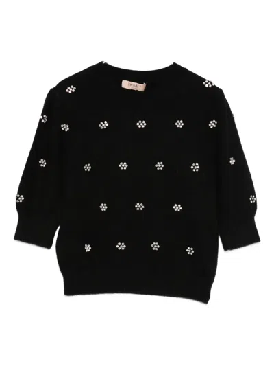 Twinset Crystal-embellished Sweater In Black
