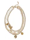 Twinset Collier Ras-de-cou Avec Strass Et Fleurs In Gold