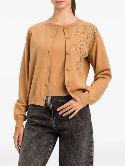Twinset Crystal-embellished Cardigan Set In Neutral