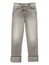 Twinset Cuffed-hemline Logo-patch Denim Jeans In Gray