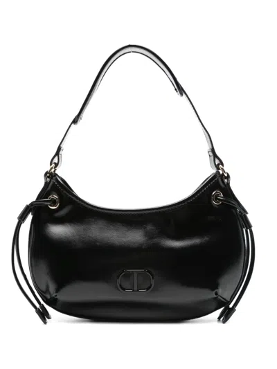 Twinset Curved-handle Leather Shoulder Bag In Black