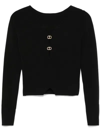 Twinset Cut Out-detail Sweater In Black