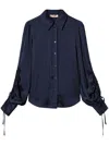 Twinset Cut-out Detailing Satin Shirt In Blue