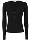 Twinset Cut-out Embellished Ribbed Top In Black