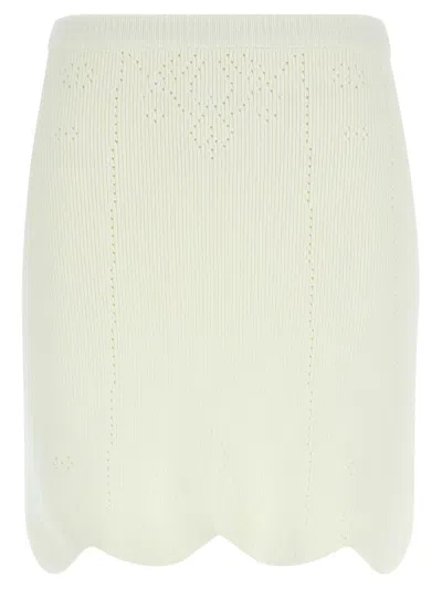Twinset Cut-out Intarsia Skirt In White