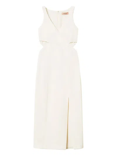 Twinset Cut-out Midi Dress In Gray