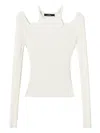 Twinset Cut-out Ribbed Sweater In White