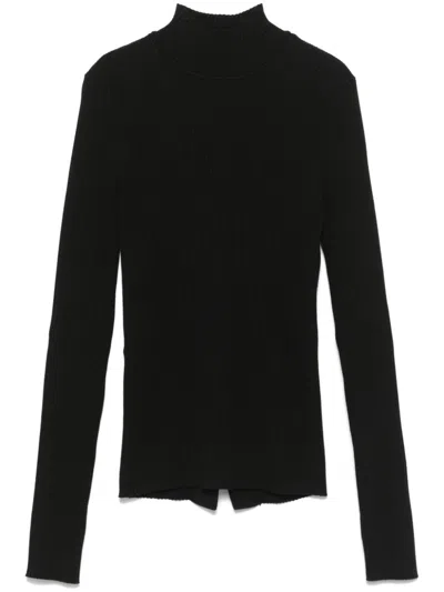 Twinset Cut-out Ribbed Top In Black