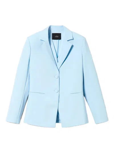Twinset Cut-out Single-breasted Blazer In Blue