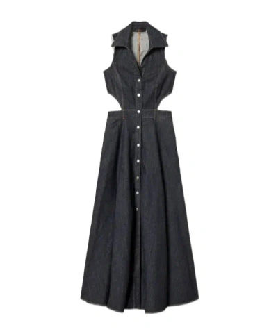 Twinset Cut-out Denim Dress In Multi