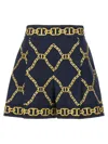Twinset Chain Patterned Poplin Shorts In Dark Blue